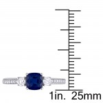 Signature Collection White Gold Blue Sapphire White Sapphire and 1/10ct TDW Diamond Engagement Ring - Handcrafted By Name My Rings™