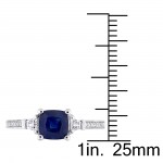 Signature Collection White Gold Blue Sapphire White Sapphire and Diamond Accent Engagement Ring - Handcrafted By Name My Rings™