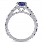 Signature Collection White Gold Blue Sapphire and 1/5ct TDW Diamond Engagement Ring - Handcrafted By Name My Rings™