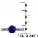 Signature Collection White Gold Blue Sapphire and 1/5ct TDW Diamond Engagement Ring - Handcrafted By Name My Rings™