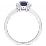 Signature Collection White Gold Blue and White Sapphire Three-Stone Engagement Ring - Handcrafted By Name My Rings™