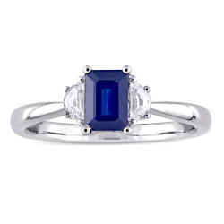 Signature Collection White Gold Blue and White Sapphire Three-Stone Engagement Ring - Handcrafted By Name My Rings™