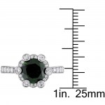 Signature Collection White Gold Chrome Diopside White Sapphire 1/2ct TDW Diamond Quad Engagement Ring - Handcrafted By Name My Rings™