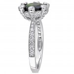Signature Collection White Gold Chrome Diopside White Sapphire 1/2ct TDW Diamond Quad Engagement Ring - Handcrafted By Name My Rings™