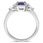 Signature Collection White Gold Octagon and Pear-cut Blue and White Sapphire Halo Engagement Ring - Handcrafted By Name My Rings™