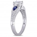 Signature Collection White Gold Pear-cut Sapphire and 1 1/5ct TDW GIA Certified Diamond Engagement Ring - Handcrafted By Name My Rings™