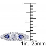 Signature Collection White Gold Pear-cut Sapphire and 1 1/5ct TDW GIA Certified Diamond Engagement Ring - Handcrafted By Name My Rings™