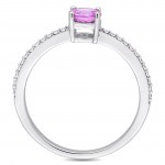 Signature Collection White Gold Pink Sapphire 1/8ct TDW Diamond Slender Engagement Ring - Handcrafted By Name My Rings™