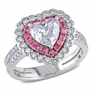 Signature Collection White Gold Pink Sapphire and 1 1/2ct TDW Diamond Ring - Handcrafted By Name My Rings™