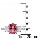 Signature Collection White Gold Pink Tourmaline and 5/8ct TDW Oval and Round Diamond Engagement Ring - Handcrafted By Name My Rings™