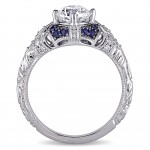 Signature Collection White Gold Sapphire and 1 1/10ct TDW Diamond Engagement Ring - Handcrafted By Name My Rings™