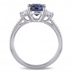 Signature Collection White Gold Tanzanite and 5/8ct TDW Oval and Round Diamond Engagement Ring - Handcrafted By Name My Rings™
