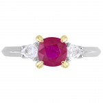 Signature Collection White Gold Gold Prong Ruby White Sapphire 3-Stone Engagement Ring - Handcrafted By Name My Rings™