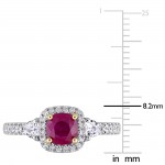 Signature Collection White Gold Gold Prongs Ruby White Sapphire and 1/3ct TDW Diamond Engagement Ring - Handcrafted By Name My Rings™