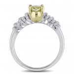 Signature Collection White and Gold 1ct TDW Natural Yellow Oval Cut Diamond Spiral Engagement Ring - Handcrafted By Name My Rings™