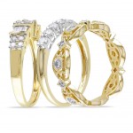 Signature Collection Gold 1-1/4ct TDW Multi-Cut Diamond Infinity Anniversary 3-Piece Ring Set - Handcrafted By Name My Rings™