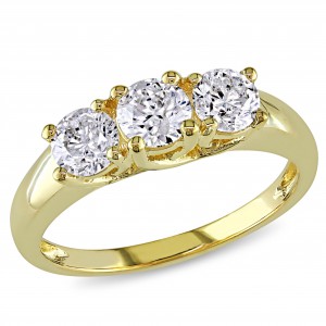 Signature Collection Gold 1ct TDW Certified Diamond 3-stone Engagement Ring - Handcrafted By Name My Rings™