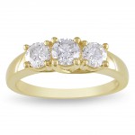 Signature Collection Gold 1ct TDW Certified Diamond 3-stone Engagement Ring - Handcrafted By Name My Rings™