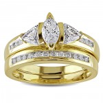 Signature Collection Gold 1ct TDW Certified Diamond Bridal Ring Set - Handcrafted By Name My Rings™