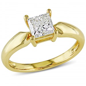 Signature Collection Gold 1ct TDW Princess-cut Diamond Solitaire Engagement Ring- Handcrafted By Name My Rings™