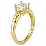 Signature Collection Gold 1ct TDW Princess-cut Diamond Solitaire Engagement Ring- Handcrafted By Name My Rings™