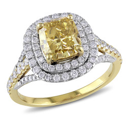 Signature Collection Gold 2 3/5ct TDW Certified Yellow and White Diamond Ring - Handcrafted By Name My Rings™