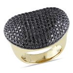 Signature Collection Gold 3ct TDW Black Diamond Cocktail Ring - Handcrafted By Name My Rings™