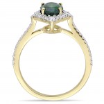 Signature Collection Gold Chrome Diopside White Sapphire and 1/4ct TDW Diamond Engagement Ring - Handcrafted By Name My Rings™