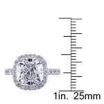 Signature Collection Gold 5 5/8ct TDW Moissanite Cushion-cut Halo Diamond Ring - Handcrafted By Name My Rings™