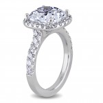 Signature Collection Gold 5 5/8ct TDW Moissanite Cushion-cut Halo Diamond Ring - Handcrafted By Name My Rings™
