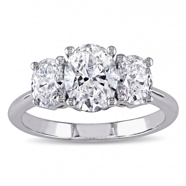 Signature Collection White Gold 1 1/2ct TDW Certified 3-Stone Oval Shape Diamond Engagement Ring - Handcrafted By Name My Rings™