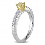 Signature Collection White Gold 1/2ct TDW Yellow and White Diamond Ring - Handcrafted By Name My Rings™