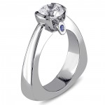 Signature Collection White Gold 1ct TDW Diamond and Sapphire Ring - Handcrafted By Name My Rings™