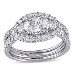 Signature Collection White Gold 2 1/10ct TDW Diamond Bridal Ring Set - Handcrafted By Name My Rings™