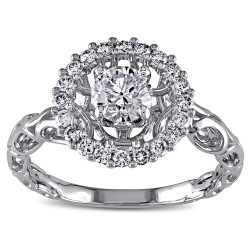 Signature Collection White Gold 3/4ct TDW Diamond Crown Halo Ring - Handcrafted By Name My Rings™