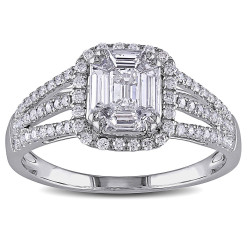 Signature Collection White Gold 4/5ct TDW Emerald Shape Diamond Ring - Handcrafted By Name My Rings™