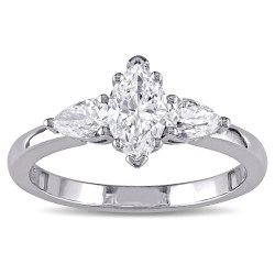 Signature Collection White Gold 7/8ct TDW Certified Marquise and Pear-Cut Diamond Engagement Ring - Handcrafted By Name My Rings™