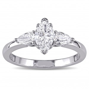 Signature Collection White Gold 7/8ct TDW Certified Marquise and Pear-Cut Diamond Engagement Ring - Handcrafted By Name My Rings™