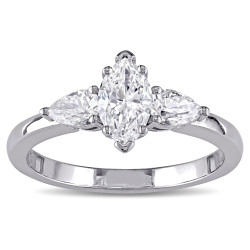Signature Collection White Gold 7/8ct TDW Certified Marquise and Pear-Cut Diamond Engagement Ring - Handcrafted By Name My Rings™