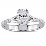 Signature Collection White Gold 9/10ct TDW Oval-Cut Diamond Split Shank Engagement Ring - Handcrafted By Name My Rings™