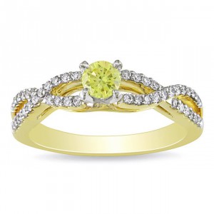Signature Collection Gold 1/2ct TDW Yellow and White Diamond Ring - Handcrafted By Name My Rings™