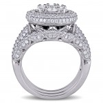 Signature Collection 2 1/2ct TDW Diamond Cluster Multi-Row Bridal Set in White Gold - Handcrafted By Name My Rings™