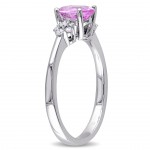 Signature Collection Oval-Cut Pink Sapphire and 1/8ct TDW Diamond Engagement Ring in White Gold - Handcrafted By Name My Rings™