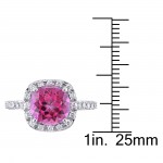 Signature Collection Pink Topaz and 1/4ct TDW Diamond Halo Engagement Ring in White Gold - Handcrafted By Name My Rings™