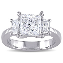 Signature Collection Platinum 2 1/2ct TDW Certified Princess-Cut Diamond 3-Stone Engagement Ring - Handcrafted By Name My Rings™