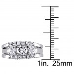 Signature Collection in White Gold 1 3/4ct Created White Sapphire 3-Stone 3-Piece Bridal - Handcrafted By Name My Rings™