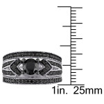 Sterling Silver 1 1/4ct TDW Black Diamond Split Shank 3-Piece Bridal Set - Handcrafted By Name My Rings™