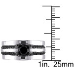 Sterling Silver 1 3/4ct TDW Black Diamond Bridal Ring Set - Handcrafted By Name My Rings™