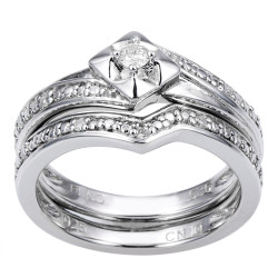 Sterling Silver 1/10ct TDW Diamond Bridal Set - Handcrafted By Name My Rings™