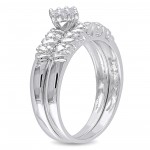 Sterling Silver 1/10ct TDW Diamond Cluster Engagement Bridal Ring Set - Handcrafted By Name My Rings™